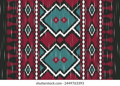 Navajo tribal vector seamless pattern. Native American ornament. Ikat Ethnic South Western deco style. Boho geometric ornament. Vector seamless pattern. Mexican blanket, rug. Woven carpet.