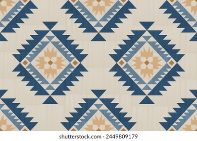 Navajo tribal vector seamless pattern. Native American ornament. Ethnic South Western decor style. Ikat Boho geometric ornament. Vector seamless pattern. Mexican blanket, rug. Woven carpet 