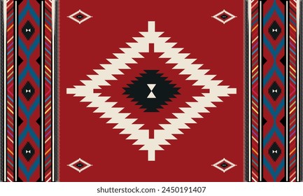 Navajo tribal vector seamless pattern. Native Indian ornament. Ethnic South Western decor style. Boho geometric ornament. Vector seamless pattern. Mexican blanket, rug. Woven carpet illustration.