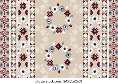 Navajo tribal vector seamless pattern. Native American ornament. Ethnic South Western decor style. Ikat Boho geometric ornament. Vector seamless pattern. Mexican blanket, rug. Woven carpet 