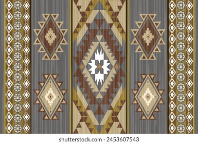 Navajo tribal vector seamless pattern. Native American ornament. Ethnic South Western decor style. Ikat Boho geometric ornament. Vector seamless pattern. Mexican blanket, rug. Woven carpet