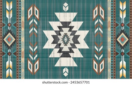 Navajo tribal vector seamless pattern. Native American ornament. Ethnic South Western decor style. Boho geometric ornament. Vector seamless pattern. Mexican blanket, rug. Woven carpet illustration	

