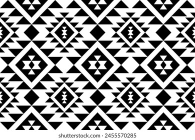 Navajo tribal vector seamless pattern. Native American ornament. Ethnic South Western decor style. Boho geometric ornament. Vector seamless pattern. Mexican blanket, rug. Woven carpet illustration.