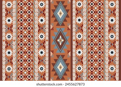 Navajo tribal vector seamless pattern. Native American ornament. Ethnic South Western decor style. Ikat Boho geometric ornament. Vector seamless pattern. Mexican blanket, rug. Woven carpet