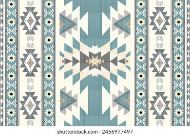Navajo tribal vector seamless pattern. Native American ornament. Ethnic South Western decor style. Ikat Boho geometric ornament. Vector seamless pattern. Mexican blanket, rug. Woven carpet