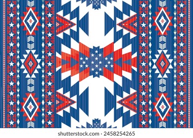 Navajo tribal vector seamless pattern. Native American ornament. Ethnic South Western decor style. Ikat Boho geometric ornament. Vector seamless pattern. Mexican blanket, rug. Woven carpet