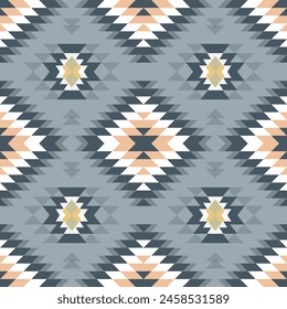 Navajo tribal vector seamless pattern. Native American ornament. Ethnic South Western decor style. Boho geometric ornament. Vector seamless pattern. Mexican blanket, rug. Woven carpet illustration.