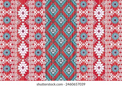 Navajo tribal vector seamless pattern. Native American ornament. Ethnic South Western decor style. Ikat Boho geometric ornament. Vector seamless pattern. Mexican blanket, rug. Woven carpet 