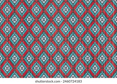 Navajo tribal vector seamless pattern. Native American ornament. Ethnic South Western decor style. Ikat Boho geometric ornament. Vector seamless pattern. Mexican blanket, rug. Woven carpet 