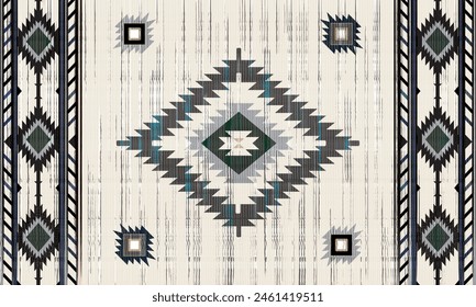 Navajo tribal vector seamless pattern. Native American ornament. Ethnic South Western decor style. Boho geometric ornament. Vector seamless pattern. Mexican blanket, rug. Woven carpet illustration	
