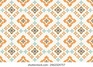 Navajo tribal vector seamless pattern. Native American ornament. Ethnic South Western decor style. Ikat Boho geometric ornament. Vector seamless pattern. Mexican blanket, rug. Woven carpet