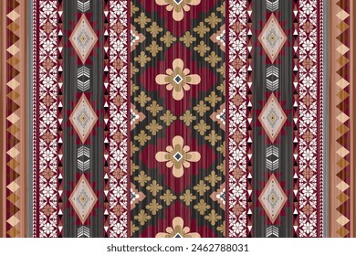 Navajo tribal vector seamless pattern. Native American ornament. Ethnic South Western decor style. Ikat Boho geometric ornament. Vector seamless pattern. Mexican blanket, rug. Woven carpet 