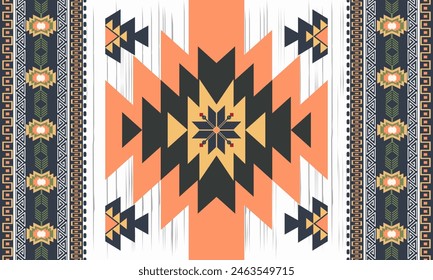 Patrón sin fisuras de Vector tribal navajo. Adorno nativo americano. Estilo étnico de decoración suroccidental. Adorno geométrico boho. Vector sin patrón. Manta mexicana, alfombra. Ilustración de alfombra tejida