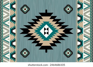 Navajo Stammes-Vektorgrafik nahtlose Muster. In: Native American Ornament. Ethnischer südwestlicher Dekorstil. In: Boho Geometric Ornament. Nahtlose Vektorgrafik. Mexikanische Decke, Teppich. Illustration des gewebten Teppichs