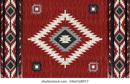 Navajo tribal vector seamless pattern. Native American ornament. Ethnic South Western decor style. Boho geometric ornament. Vector seamless pattern. Mexican blanket, rug. Woven carpet illustration