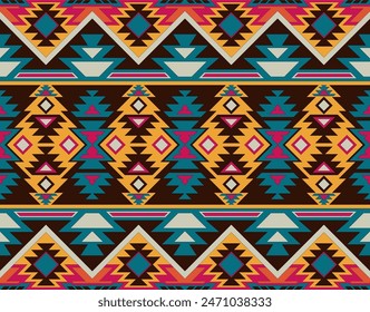 Navajo tribal vector seamless pattern. Native American ornament. Ethnic South Western decor style. Boho geometric ornament. Vector seamless pattern. Mexican blanket, rug. Woven carpet