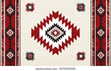 Patrón sin fisuras de Vector tribal navajo. Adorno nativo americano. Estilo étnico de decoración suroccidental. Adorno geométrico boho. Vector sin patrón. Manta mexicana, alfombra. Ilustración de alfombra tejida