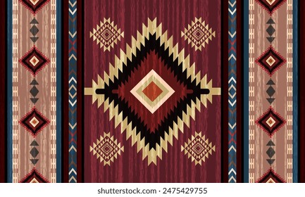 Navajo tribal vector seamless pattern. Native American ornament. Ethnic South Western decor style. Boho geometric ornament. Vector seamless pattern. Mexican blanket, rug. Woven carpet illustration