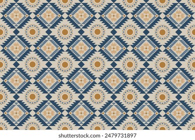 Navajo tribal vector seamless pattern. Native American ornament. Ethnic South Western decor style. Ikat Boho geometric ornament. Vector seamless pattern. Mexican blanket, rug. Woven carpet