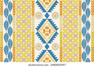 Navajo tribal vector seamless pattern. Native American ornament. Ethnic South Western decor style. Ikat Boho geometric ornament. Vector seamless pattern. Mexican blanket, rug. Woven carpet