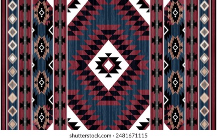 Navajo tribal vector seamless pattern. Native American ornament. Ethnic South Western decor style. Boho geometric ornament. Vector seamless pattern. Mexican blanket, rug. Woven carpet illustration