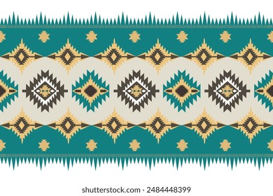 Navajo tribal vector seamless pattern. Native American ornament. Ethnic South Western decor style. Boho geometric ornament. Vector seamless pattern. Mexican blanket, rug. Woven carpet illustration