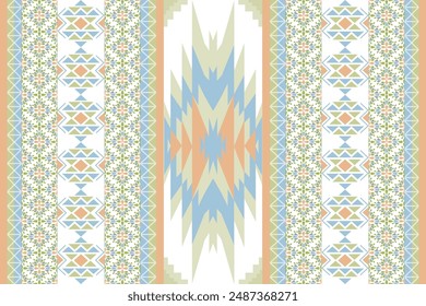 Navajo tribal vector seamless pattern. Native American ornament. Ethnic South Western decor style. Ikat Boho geometric ornament. Vector seamless pattern. Mexican blanket, rug. Woven carpet