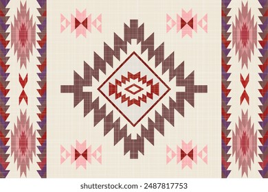 Navajo tribal vector seamless pattern. Native American ornament. Ethnic South Western decor style. Boho geometric ornament. Vector seamless pattern. Mexican blanket, rug. Woven carpet illustration