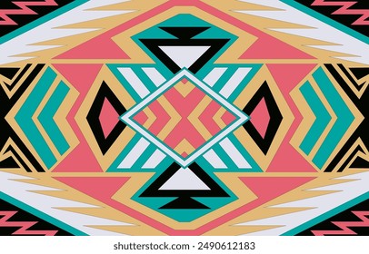 Navajo tribal vector seamless pattern. Native American ornament. Ethnic South Western decor style. Boho geometric ornament. Vector seamless pattern. Mexican blanket, rug. Woven carpet