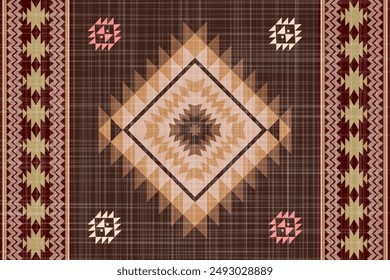 Navajo tribal vector seamless pattern. Native American ornament. Ethnic South Western decor style. Boho geometric ornament. Vector seamless pattern. Mexican blanket, rug. Woven carpet illustration
