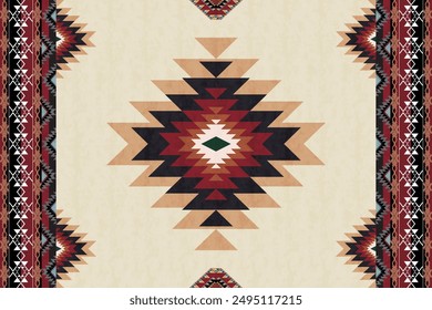 Navajo tribal vector seamless pattern. Native American ornament. Ethnic South Western decor style. Boho geometric ornament. Vector seamless pattern. Mexican blanket, rug. Woven carpet illustration