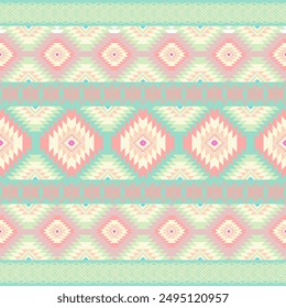 Navajo tribal vector seamless pattern. Native American ornament. Ethnic South Western decor style. Boho geometric ornament. Vector seamless pattern. Mexican blanket, rug. Woven carpet.