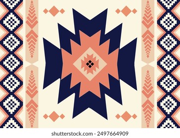 Navajo tribal vector seamless pattern. Native American ornament. Ethnic South Western decor style. Boho geometric ornament. Vector seamless pattern. Mexican blanket, rug. Woven carpet illustration