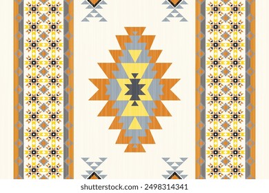 Navajo tribal vector seamless pattern. Native American ornament. Ethnic South Western decor style. Ikat Boho geometric ornament. Vector seamless pattern. Mexican blanket, rug. Woven carpet