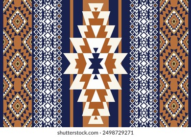 Navajo tribal vector seamless pattern. Native American ornament. Ethnic South Western decor style. Ikat Boho geometric ornament. Vector seamless pattern. Mexican blanket, rug. Woven carpet
