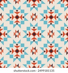 Navajo tribal vector seamless pattern. Native American ornament. Ethnic South Western decor style. Boho geometric ornament. Vector seamless pattern. Mexican blanket, rug. Woven carpet illustration