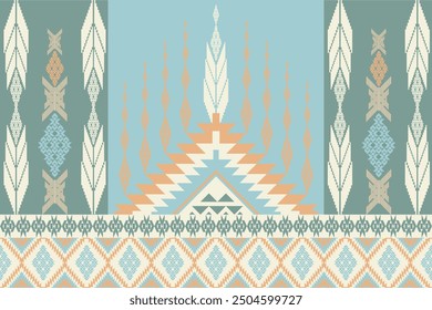 Navajo tribal vector seamless pattern. Native American ornament. Ethnic South Western decor style. Boho geometric ornament. Vector seamless pattern. Mexican blanket, rug. Woven carpet.	
