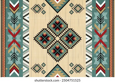 Patrón sin costuras de Vector tribal navajo. Ornamento nativo americano. Estilo étnico de decoración suroeste. Ornamento geométrico boho. manta, alfombra. Alfombra tejida