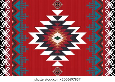 Navajo tribal vector seamless pattern. Native American ornament. Ethnic South Western decor style. Boho geometric ornament. Vector seamless pattern. Mexican blanket, rug. Woven carpet illustration