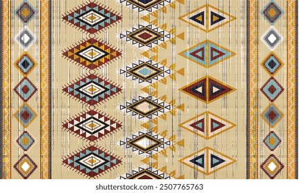 Navajo tribal vector seamless pattern. Native American ornament. Ethnic South Western decor style. Boho geometric ornament. Vector seamless pattern. Mexican blanket, rug. Woven carpet illustration	