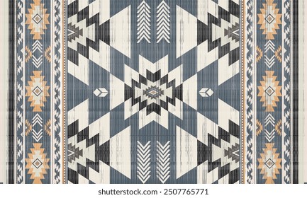 Navajo tribal vector seamless pattern. Native American ornament. Ethnic South Western decor style. Boho geometric ornament. Vector seamless pattern. Mexican blanket, rug. Woven carpet illustration	