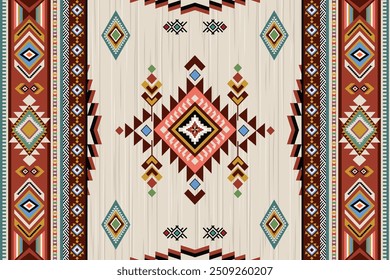 Patrón sin costuras de Vector tribal navajo. Ornamento nativo americano. Estilo étnico de decoración suroeste. Ornamento geométrico boho. manta, alfombra. Alfombra tejida