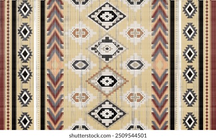 Navajo tribal vetor padrão sem emenda. Ornamento nativo americano. Estilo de decoração étnica do sudoeste. Ornamento geométrico boho. Padrão sem emenda do vetor. Cobertor mexicano, tapete. Ilustração de tapete tecido