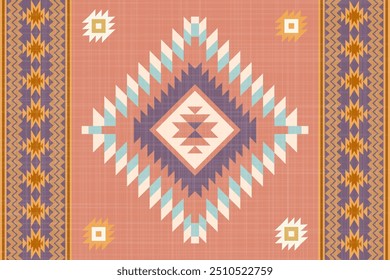 Navajo tribal vector seamless pattern. Native American ornament. Ethnic South Western decor style. Boho geometric ornament. Vector seamless pattern. Mexican blanket, rug. Woven carpet illustrat