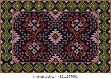 Navajo tribal vetor padrão sem emenda. Ornamento nativo americano. Estilo de decoração étnica do sudoeste. Ornamento geométrico de Ikat Boho. Padrão sem emenda do vetor. Cobertor mexicano, tapete. Tapete tecido