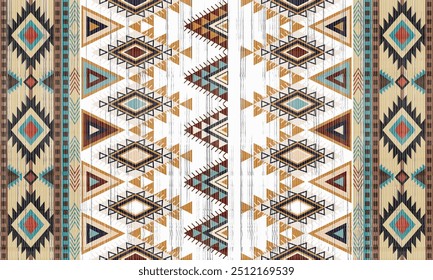 Navajo tribal vetor padrão sem emenda. Ornamento nativo americano. Estilo de decoração étnica do sudoeste. Ornamento geométrico boho. Padrão sem emenda do vetor. Cobertor mexicano, tapete. Ilustração de tapete tecido