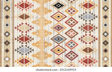 Patrón sin costuras de Vector tribal navajo. Ornamento nativo americano. Estilo étnico de decoración suroeste. Adorno geométrico boho. Patrón sin fisuras de Vector. Manta mexicana, alfombra. Ilustración de alfombra tejida