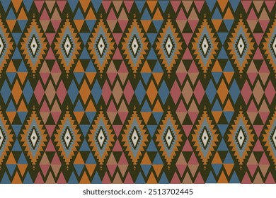 Navajo tribal vector seamless pattern. Native American ornament. Ethnic South Western decor style. Ikat Boho geometric ornament. Vector seamless pattern. Mexican blanket, rug. Woven carpet