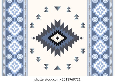 Navajo tribal vetor padrão sem emenda. Ornamento nativo americano. Estilo de decoração étnica do sudoeste. Ornamento geométrico de Ikat Boho. Padrão sem emenda do vetor. Cobertor mexicano, tapete. Tapete tecido