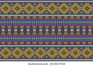 Navajo tribal vector seamless pattern. Native American ornament. Ethnic South Western decor style. Ikat Boho geometric ornament. Vector seamless pattern. Mexican blanket, rug. Woven carpet